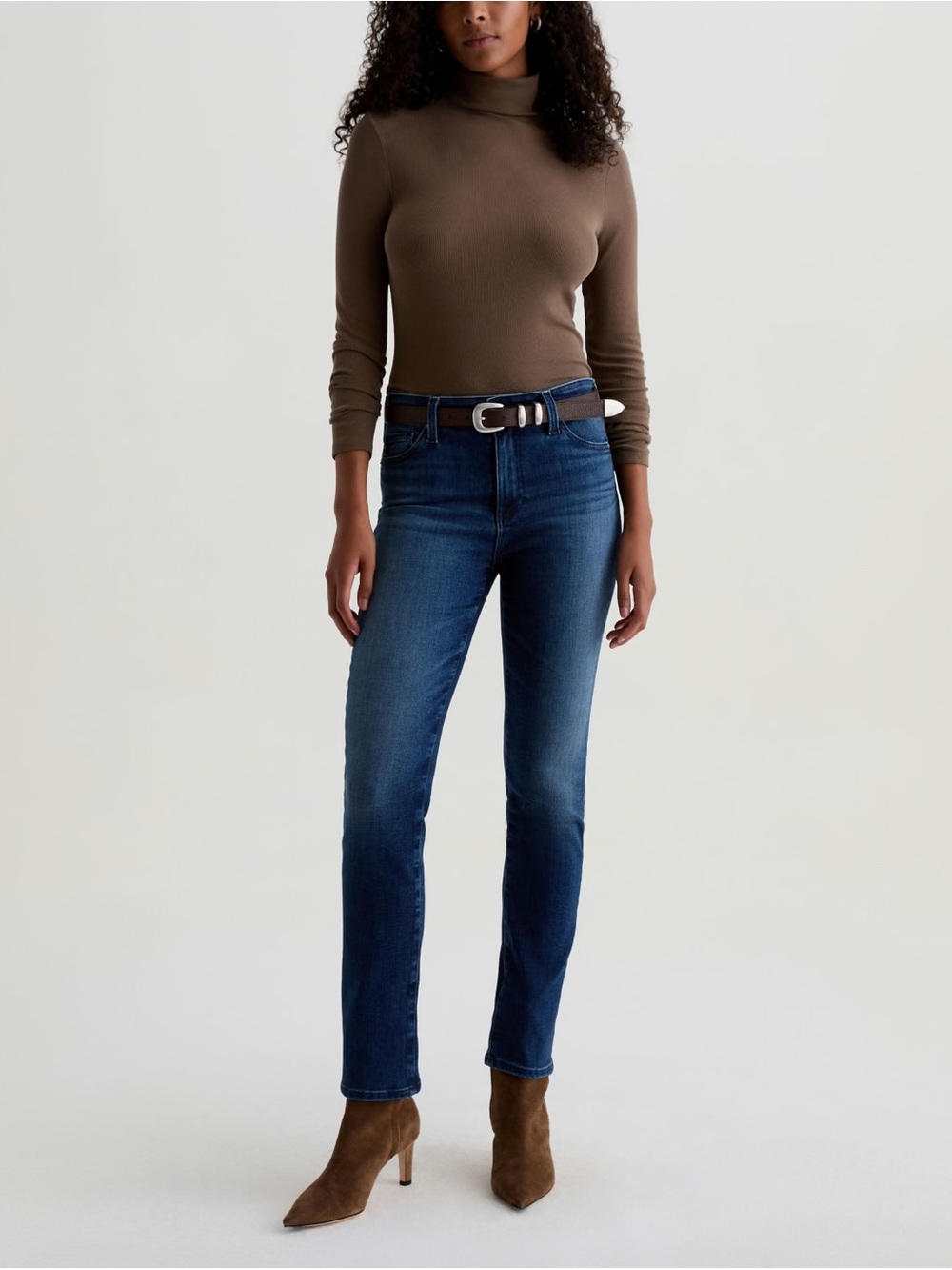AG Adriano Goldschmied Mari High Rise  Slim Straight Leg Jeans Luxury Designer